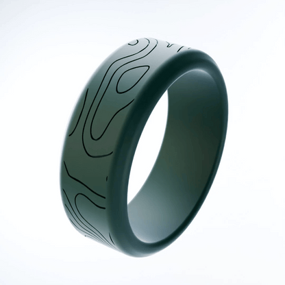 Topographic Map Personalized Silicone Beveled Ring