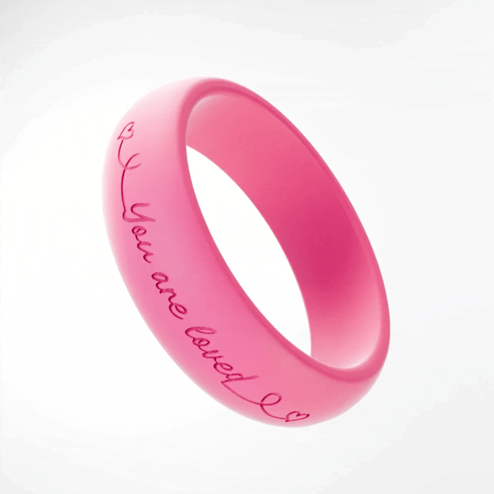 "You Are Not Alone" Cancer 2 Neon Personalized Silicone Beveled Ring