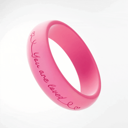 "You Are Not Alone" Cancer 2 Neon Personalized Silicone Beveled Ring
