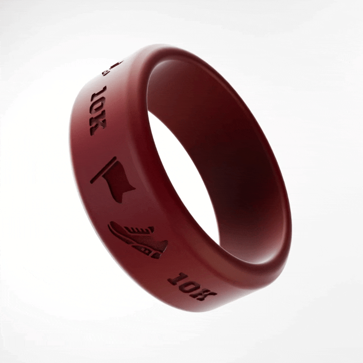 Running Marathon Personalized Silicone Beveled Ring