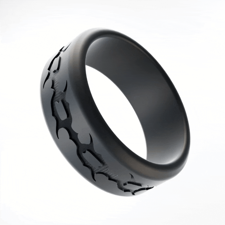 Spike Chain Personalized Silicone Beveled Ring