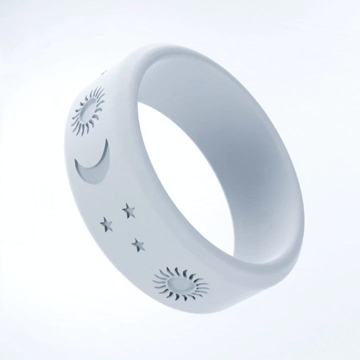 Sun Moon Star Personalized Silicone Beveled Ring