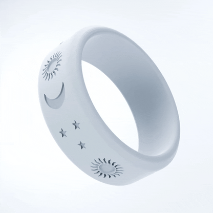 Sun Moon Star Personalized Silicone Beveled Ring