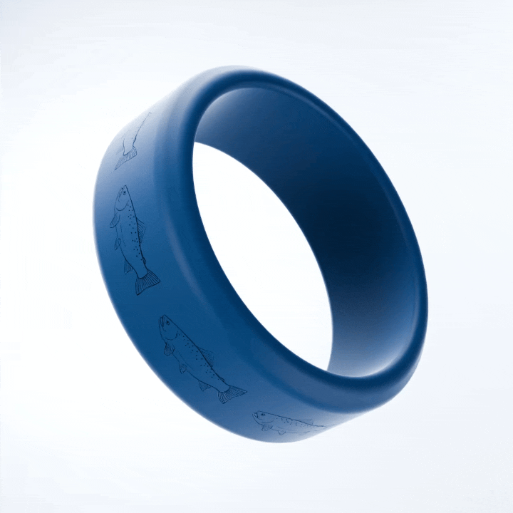 Trout Fish Personalized Silicone Beveled Ring