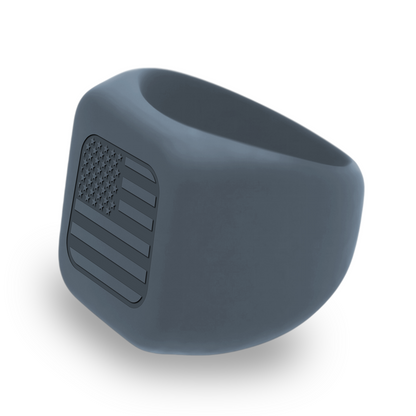 Personalized Silicone US Flag Square Signet Statement Ring