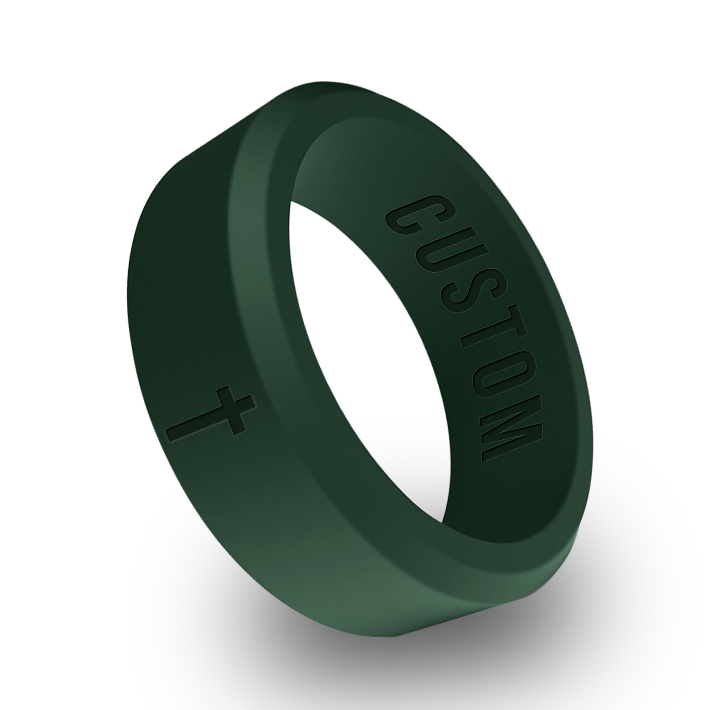 Cross Personalized Silicone Beveled Ring
