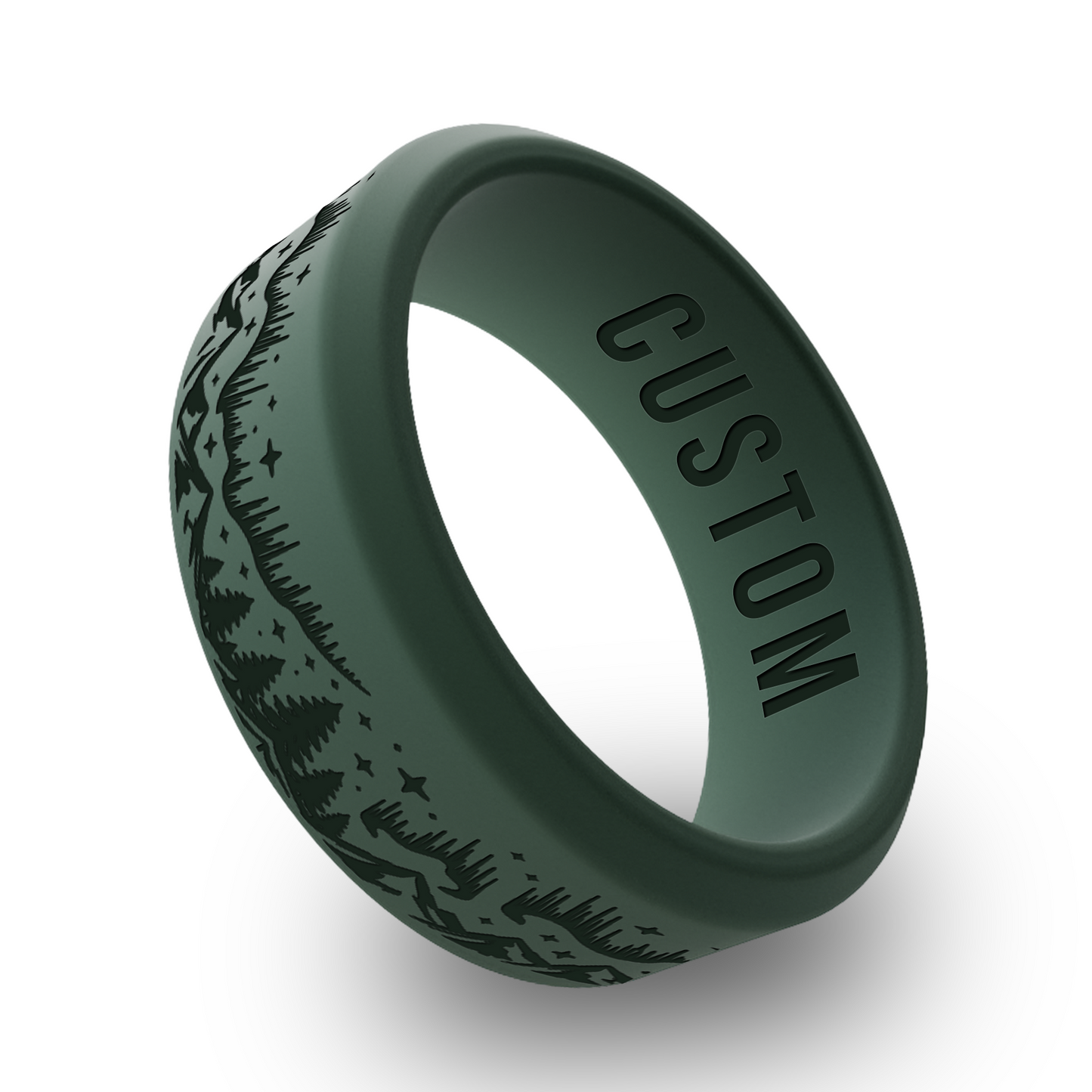 Aurora Borealis Personalized Silicone Beveled Ring