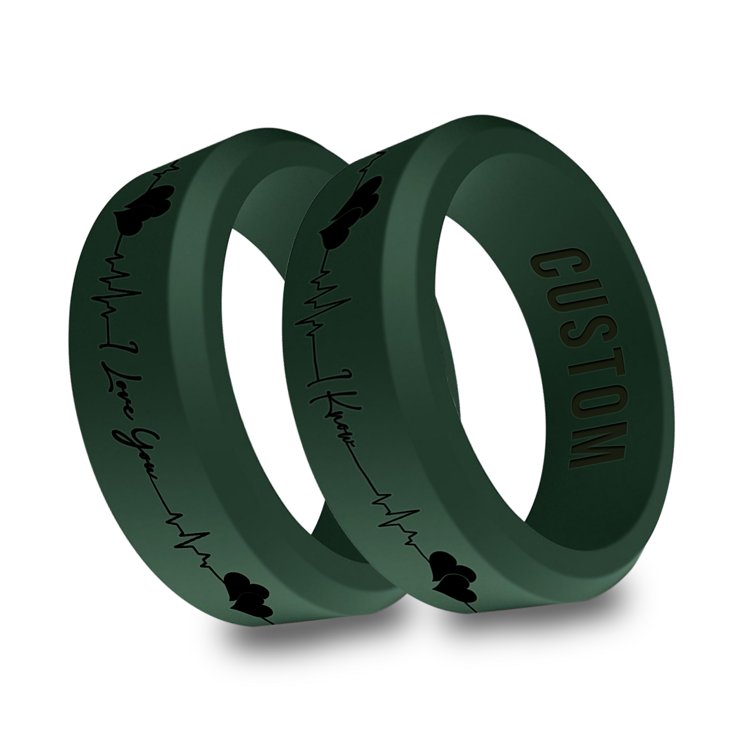 2pcs I Love You I Know Personalized Silicone Beveled Rings