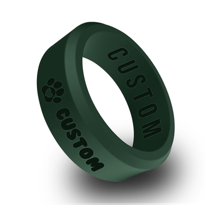 Paw Heart w/ Custom Pet Name Personalized Silicone Beveled Ring