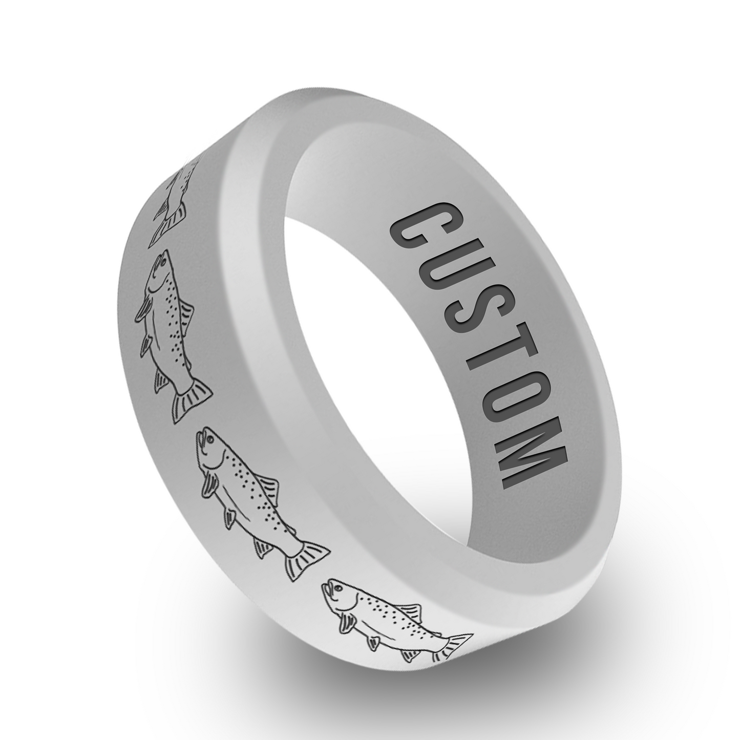 Trout Fish Personalized Silicone Beveled Ring