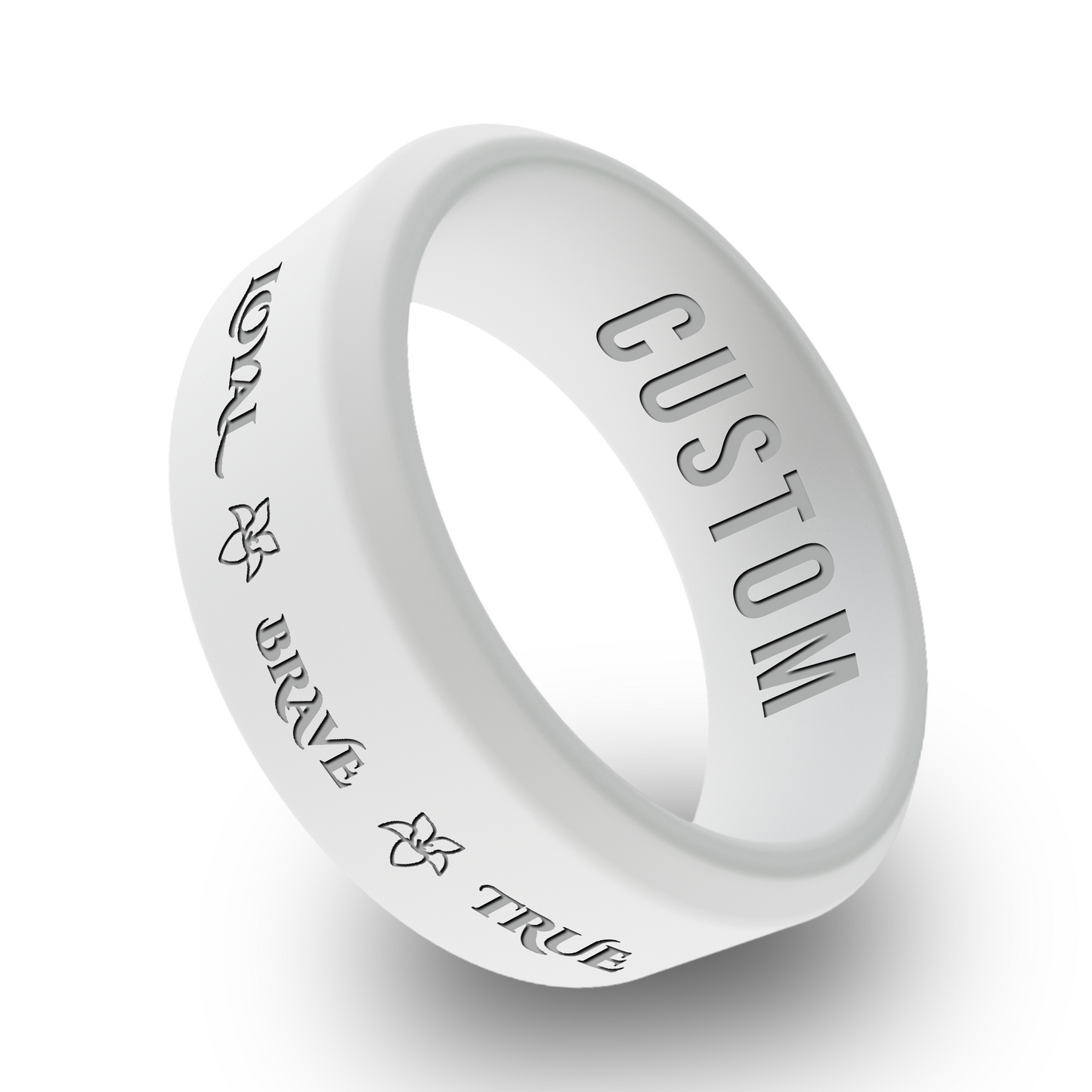 Loyal Brave True Personalized Silicone Beveled Ring