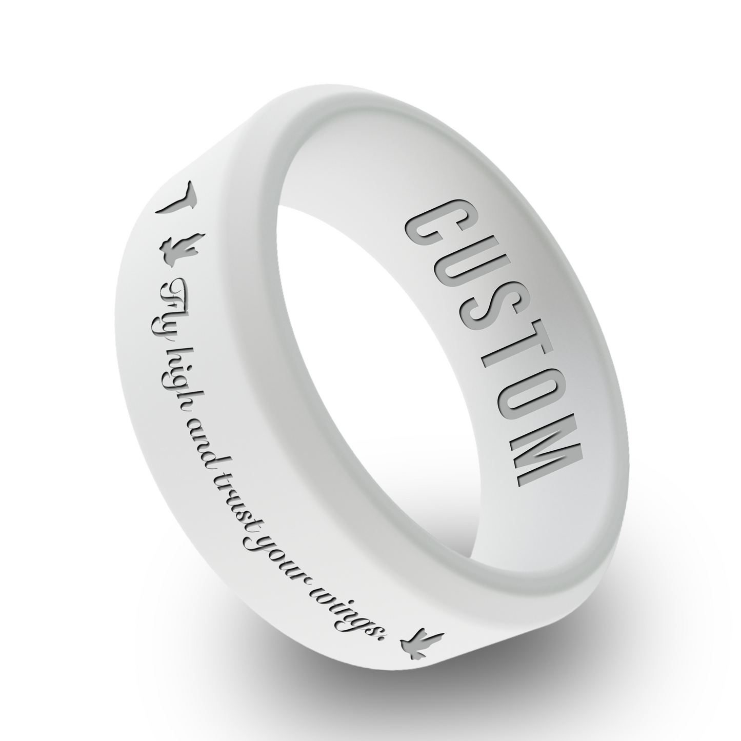 Fly High and Trust your Wings Personalized Silicone Beveled Ring