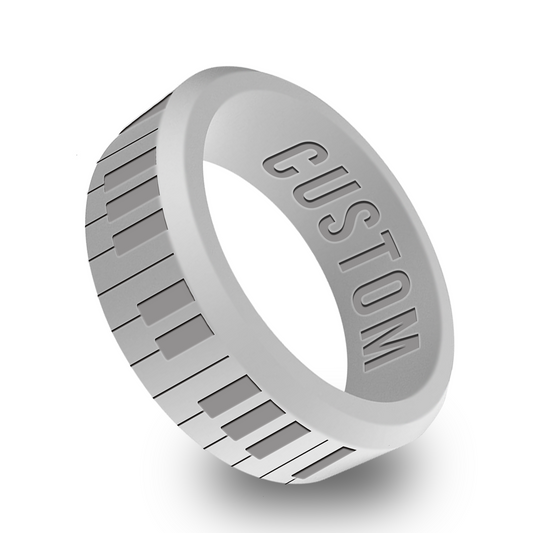 Personalized Piano Keys Beveled Silicone Ring