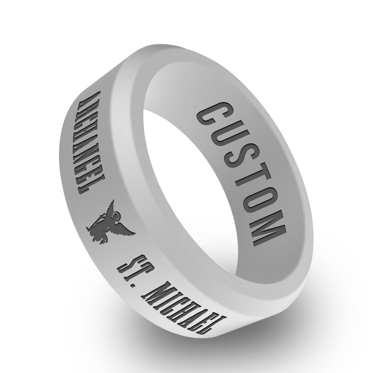Saint Michael Archangel Personalized Silicone Beveled Ring