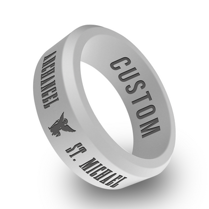 Saint Michael Archangel Personalized Silicone Beveled Ring