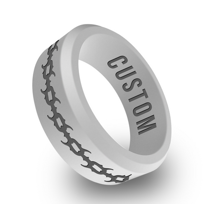 Spike Chain Personalized Silicone Beveled Ring
