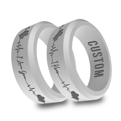 2pcs I Love You I Know Personalized Silicone Beveled Rings