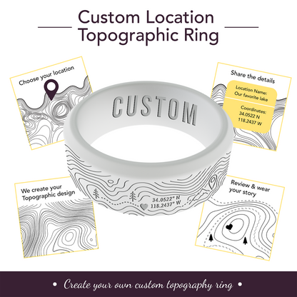 Your Own Topographic Map Ring Personalized Silicone Beveled Ring