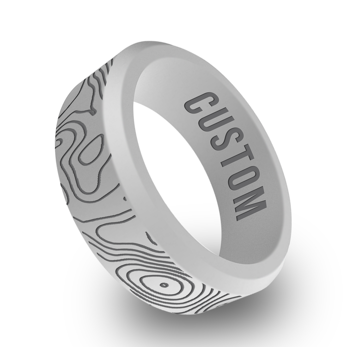 Topographic Map Personalized Silicone Beveled Ring