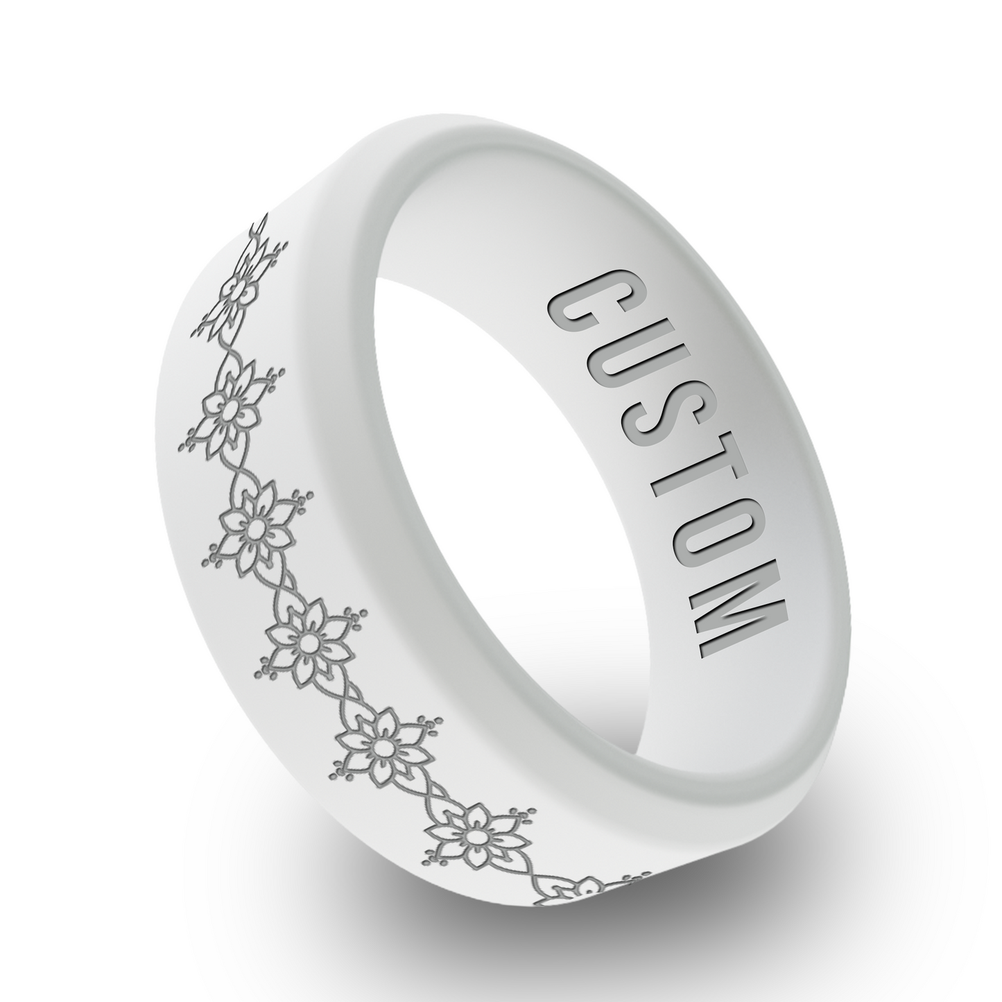 Lotus Mandala Personalized Silicone Beveled Ring