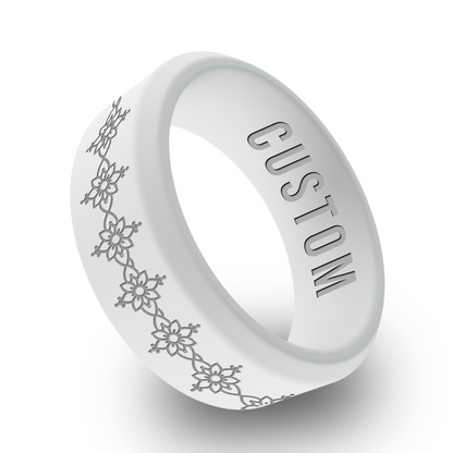 Lotus Mandala Personalized Silicone Beveled Ring