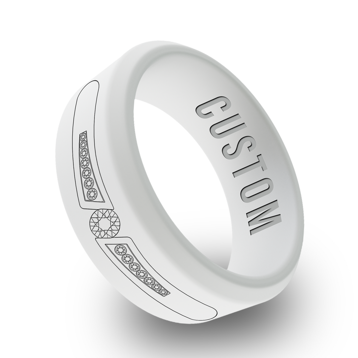 Diamond 1 Personalized Silicone Beveled Ring