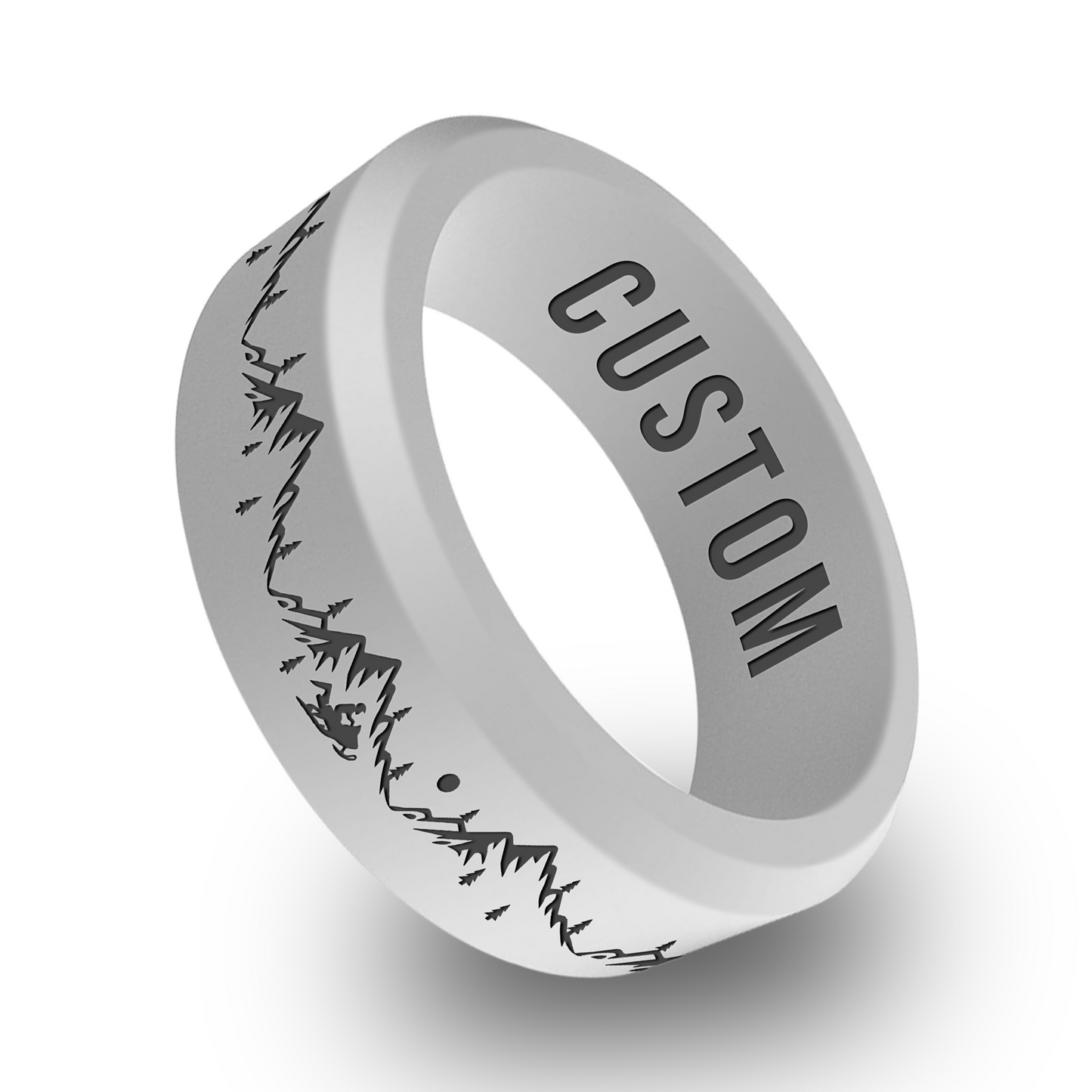 Snowmobile Personalized Silicone Beveled Ring