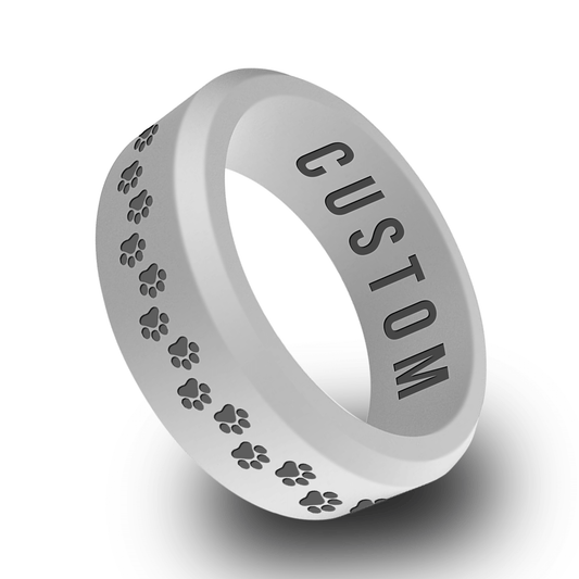 Pawprints Personalized Silicone Beveled Ring