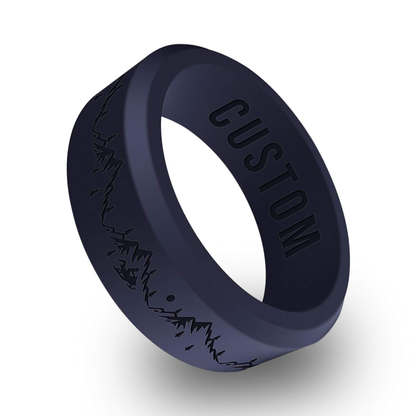 Snowmobile Personalized Silicone Beveled Ring