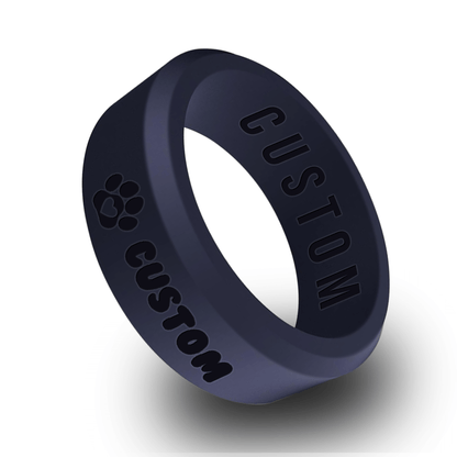 Paw Heart w/ Custom Pet Name Personalized Silicone Beveled Ring