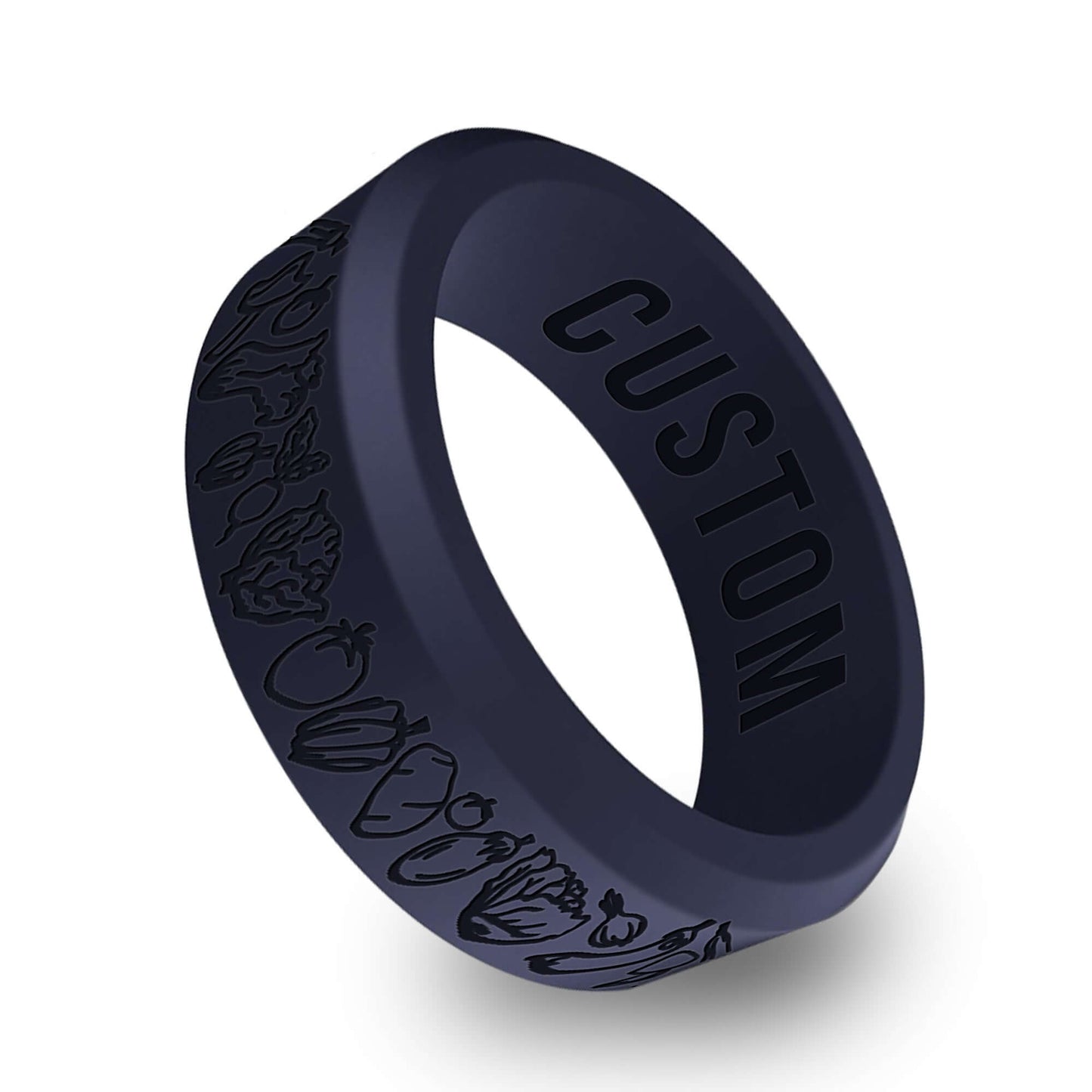 Western Vegetables Chef Personalized Silicone Beveled Ring