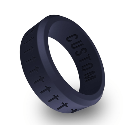 Cross Around Personalized Silicone Beveled Ring