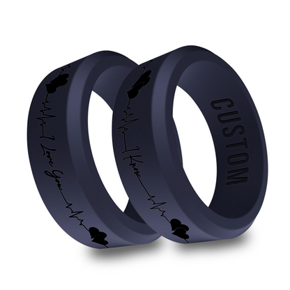 2pcs I Love You I Know Personalized Silicone Beveled Rings