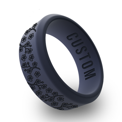 Cherry Blossom  Personalized Silicone Beveled Ring