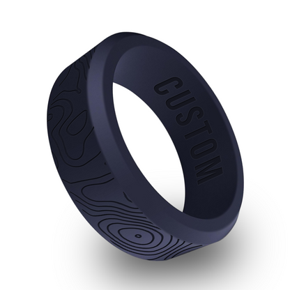 Topographic Map Personalized Silicone Beveled Ring