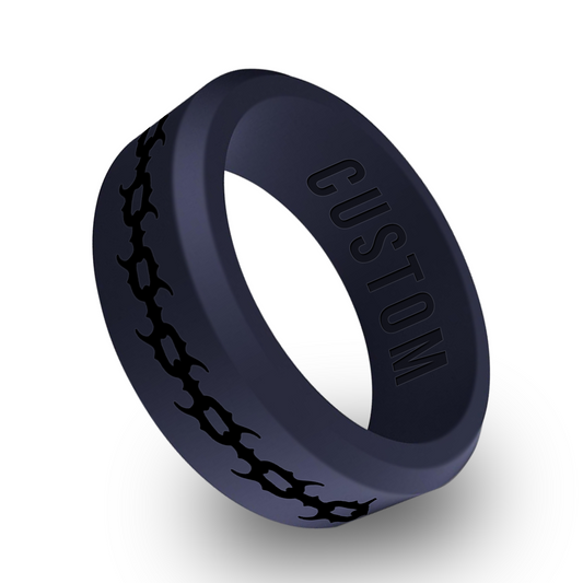 Spike Chain Personalized Silicone Beveled Ring