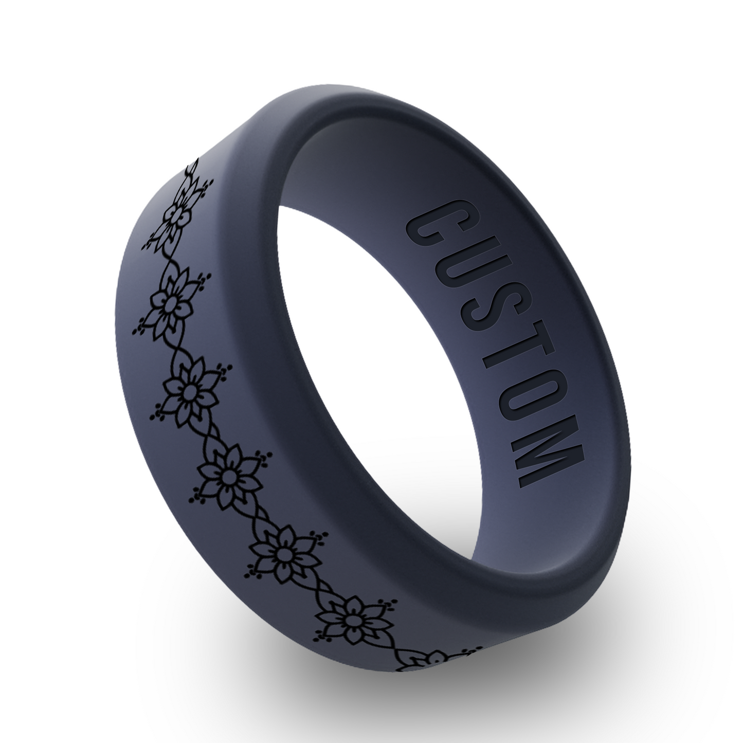 Lotus Mandala Personalized Silicone Beveled Ring