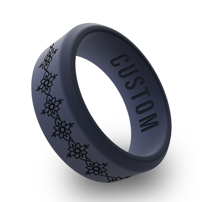 Lotus Mandala Personalized Silicone Beveled Ring