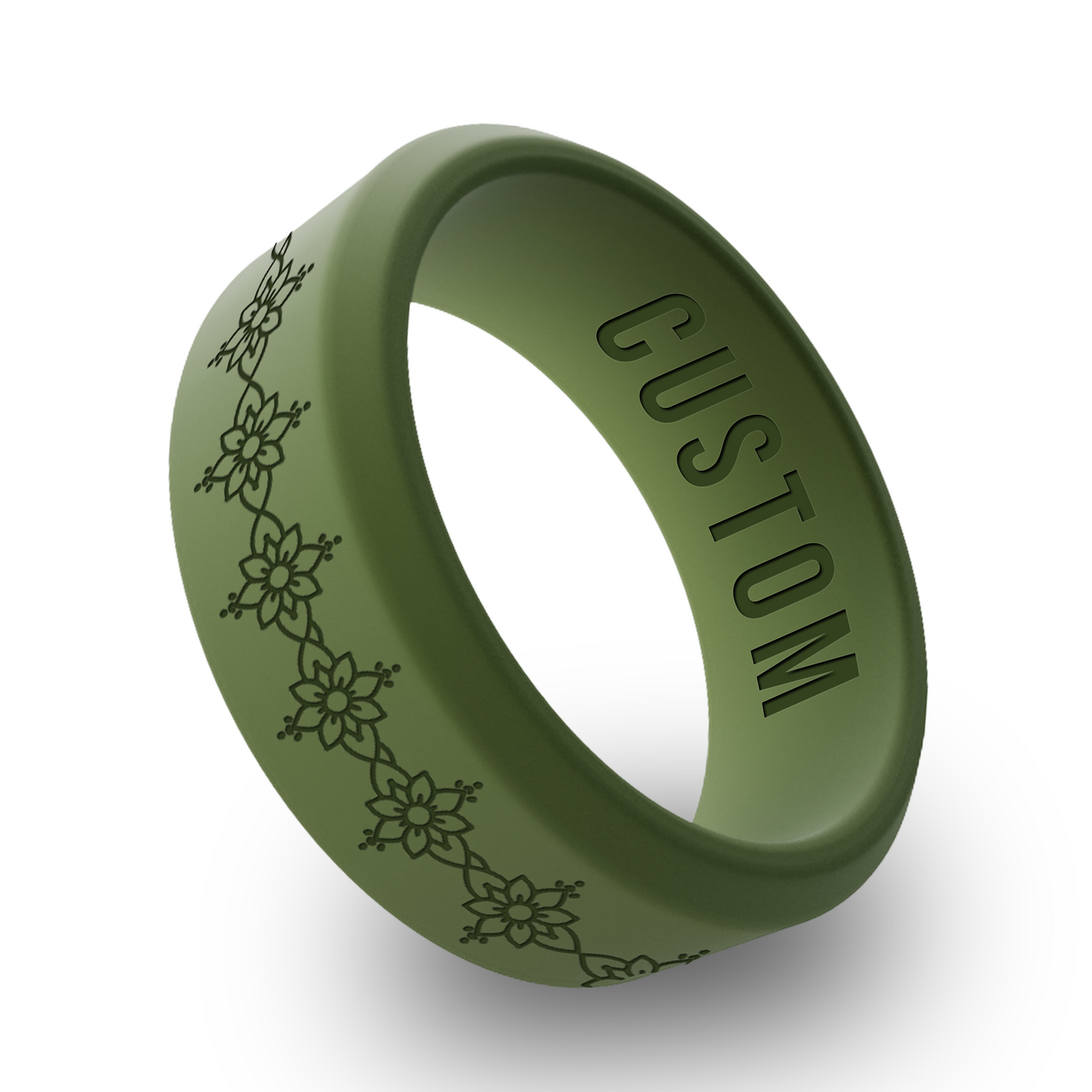 Lotus Mandala Personalized Silicone Beveled Ring