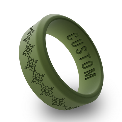 Lotus Mandala Personalized Silicone Beveled Ring