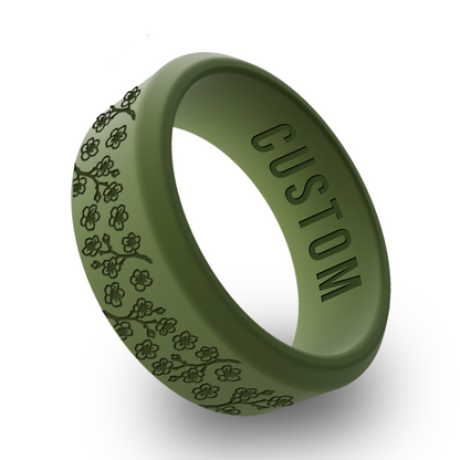Cherry Blossom  Personalized Silicone Beveled Ring
