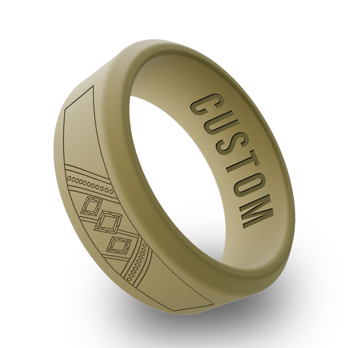 Diamond 2 Personalized Silicone Beveled Ring