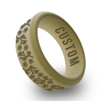 Cherry Blossom  Personalized Silicone Beveled Ring