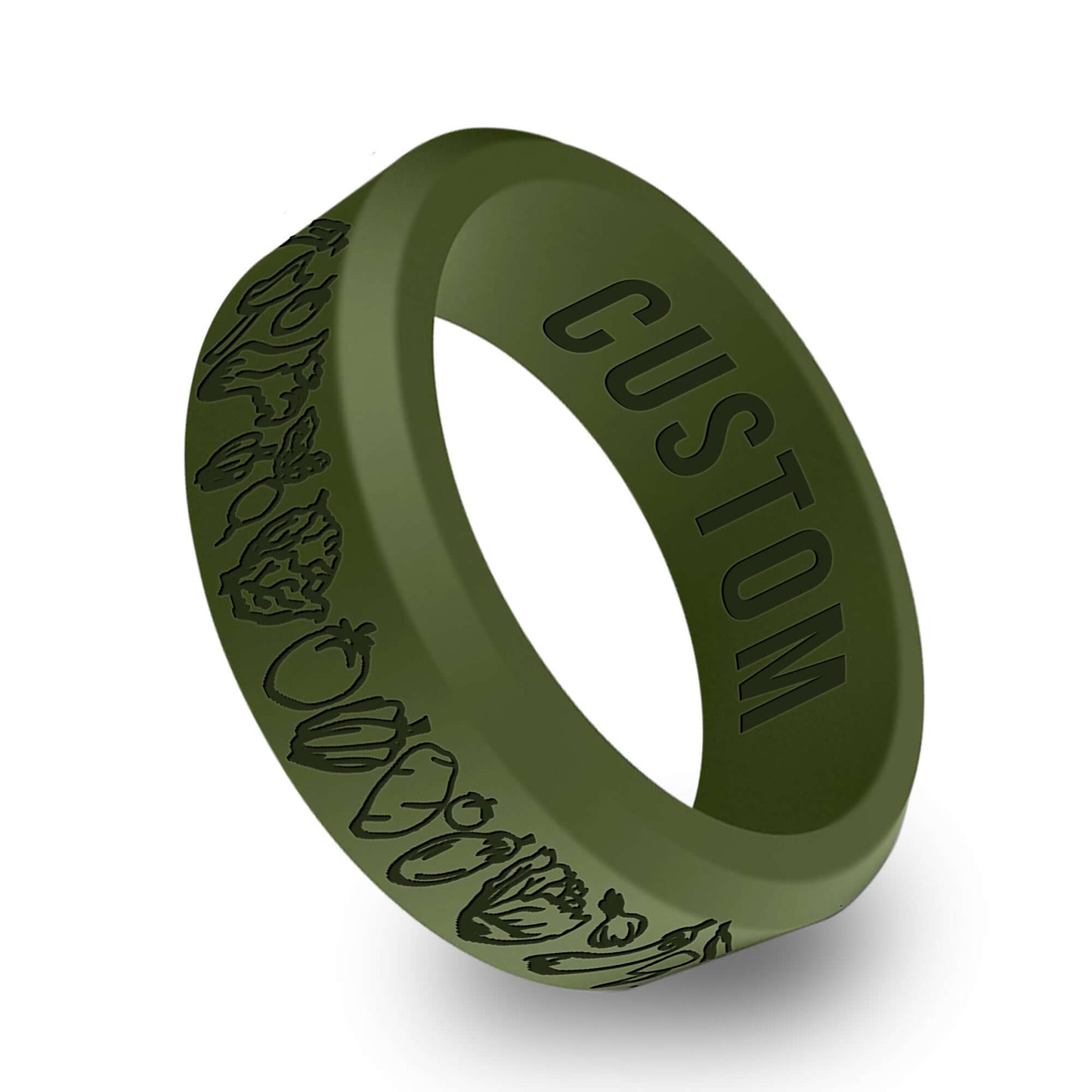 Western Vegetables Chef Personalized Silicone Beveled Ring
