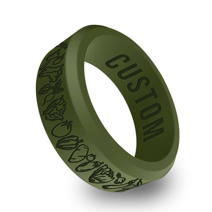 Western Vegetables Chef Personalized Silicone Beveled Ring