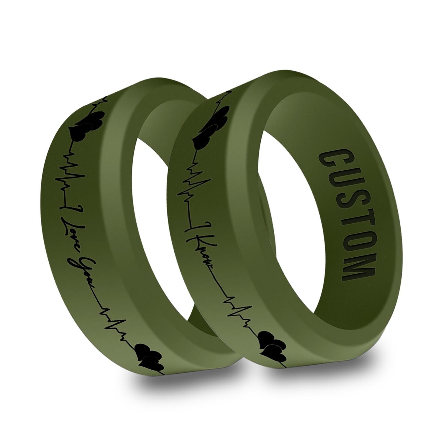 2pcs I Love You I Know Personalized Silicone Beveled Rings