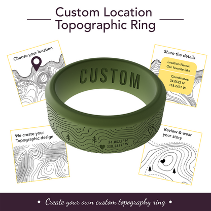 Your Own Topographic Map Ring Personalized Silicone Beveled Ring