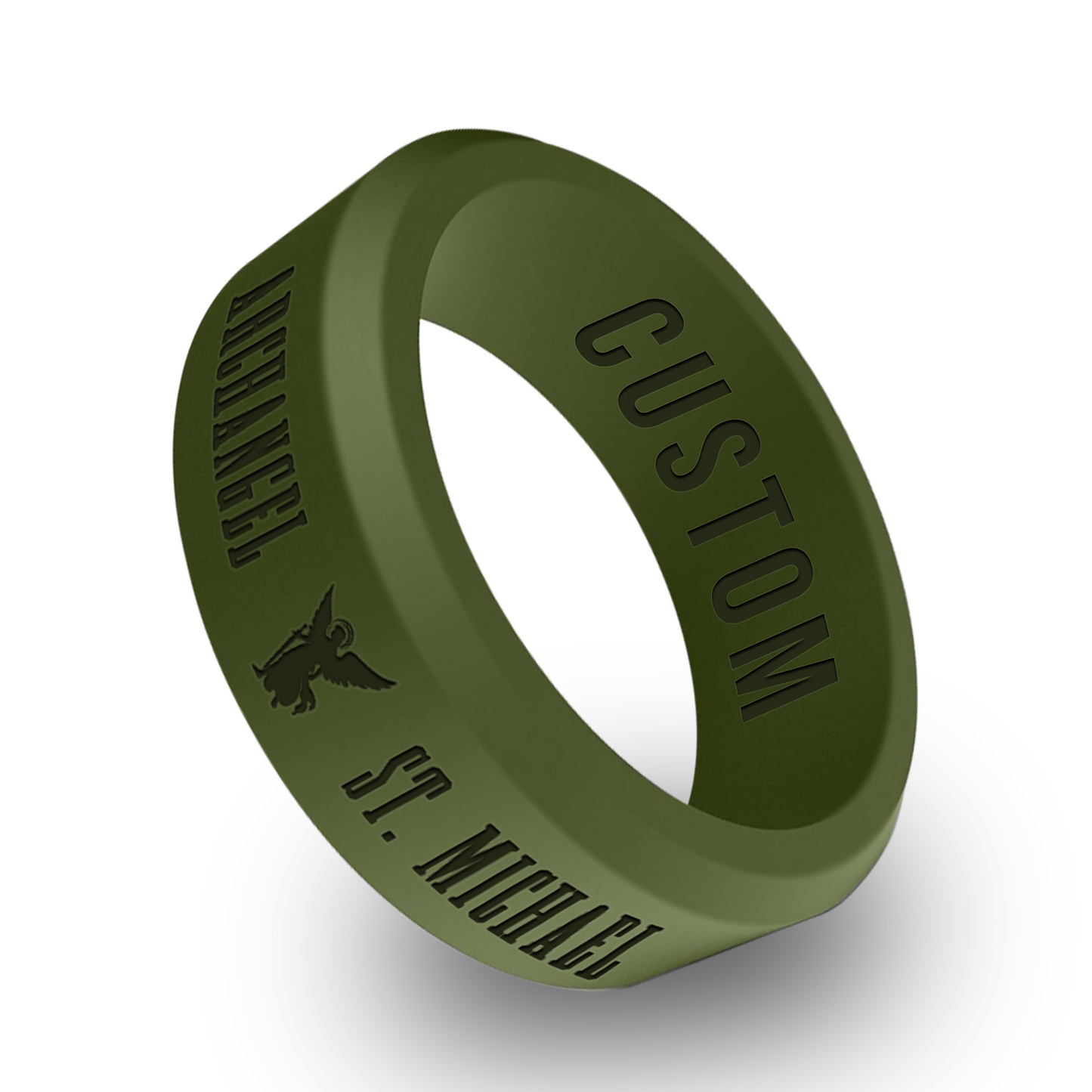 Saint Michael Archangel Personalized Silicone Beveled Ring