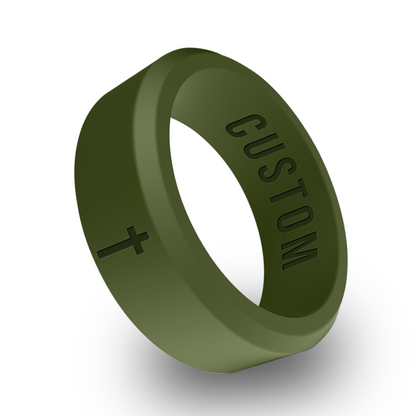 Cross Personalized Silicone Beveled Ring