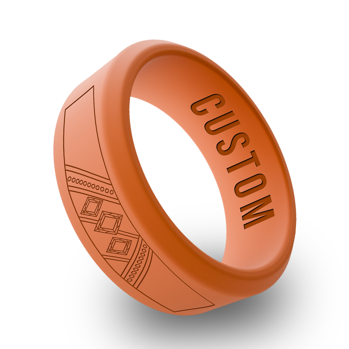 Diamond 2 Personalized Silicone Beveled Ring